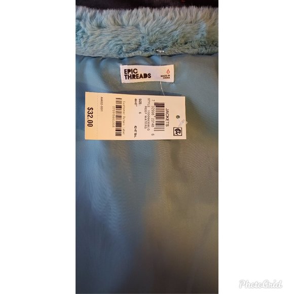 EPIC THREADS FAUX FUR BLUE JACKET VEST - Picture 5 of 5